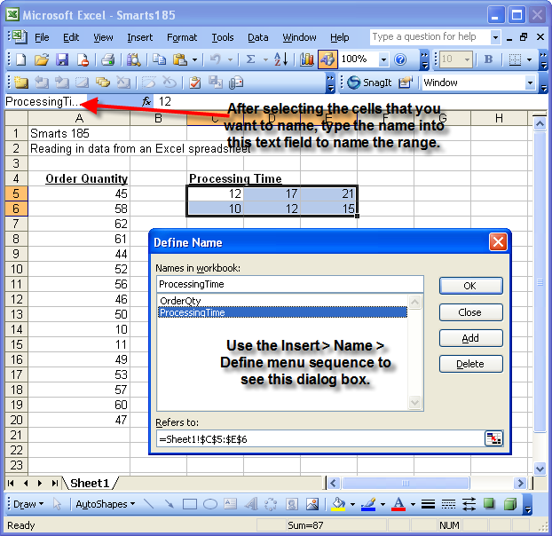 Checking the named range in Excel