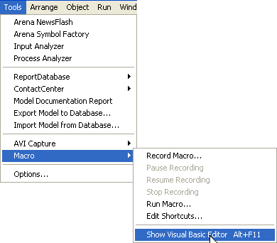 Showing the Visual Basic editor