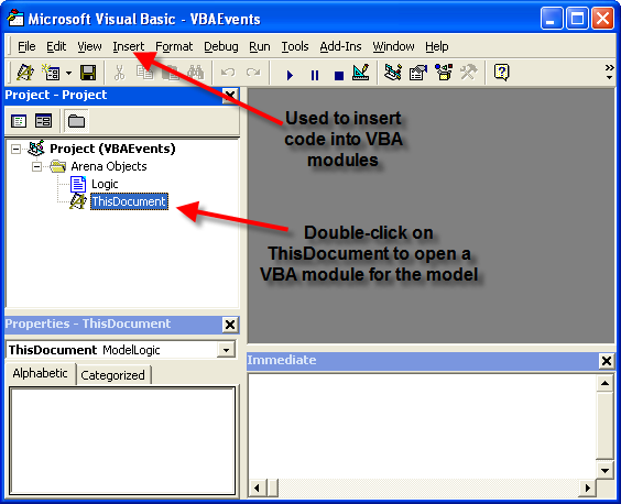 Showing the Visual Basic editor