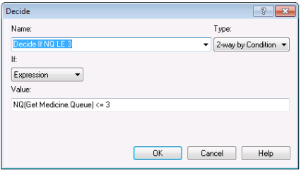 DECIDE module dialog with condition specified