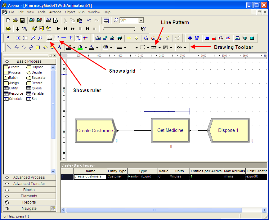 Basic drawing toolbar