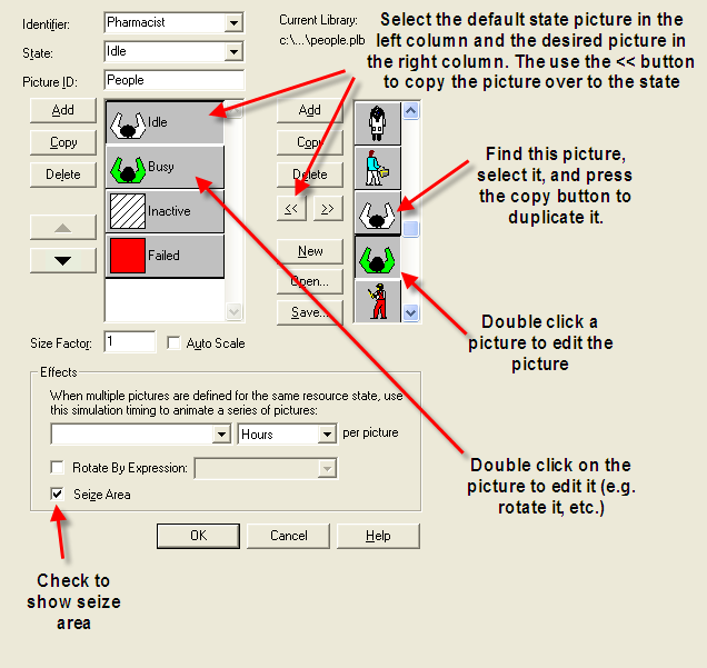 Resource animation state picture assignment