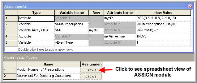 Data sheet view of ASSIGN module