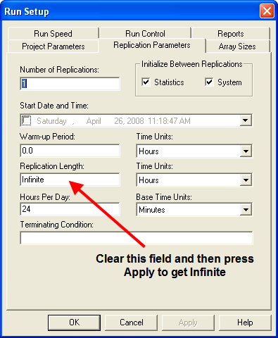 Run setup with no replication length