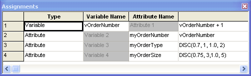 Assigning the order number, type, and size