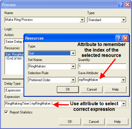 Using the save attribute to remember the selected resource and index into the expression
